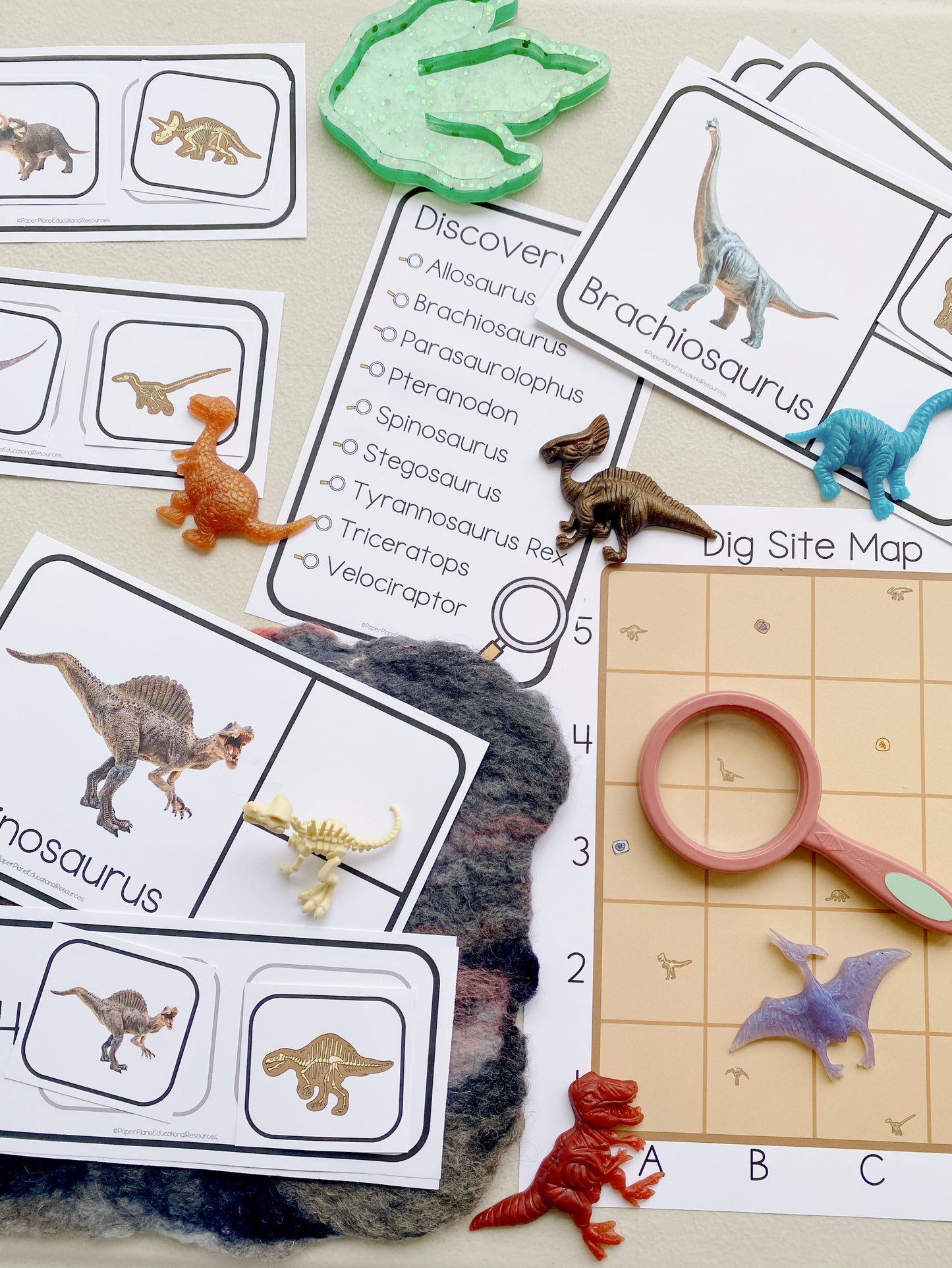 Fossil Dig Site Mapping and Spatial Reasoning printable activities